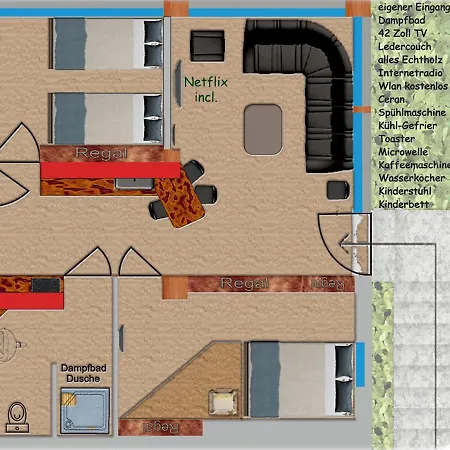 Appartement Am Rennsteig, 2 Schlafzimmer *